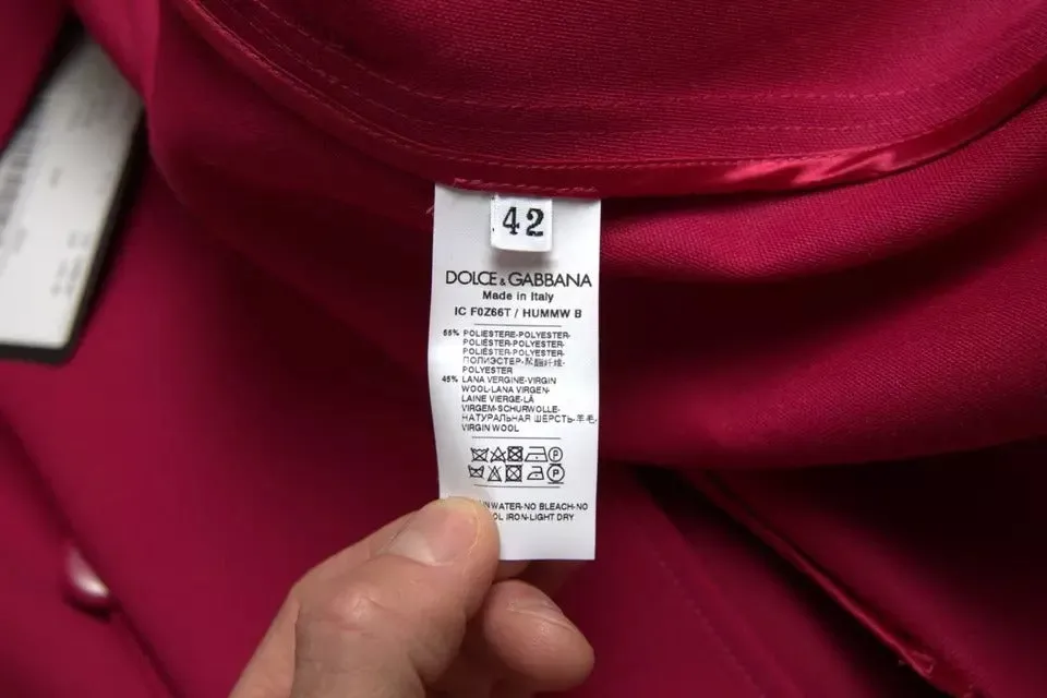 Dolce & Gabbana Dark Pink Double Breasted Trench Coat Jacket