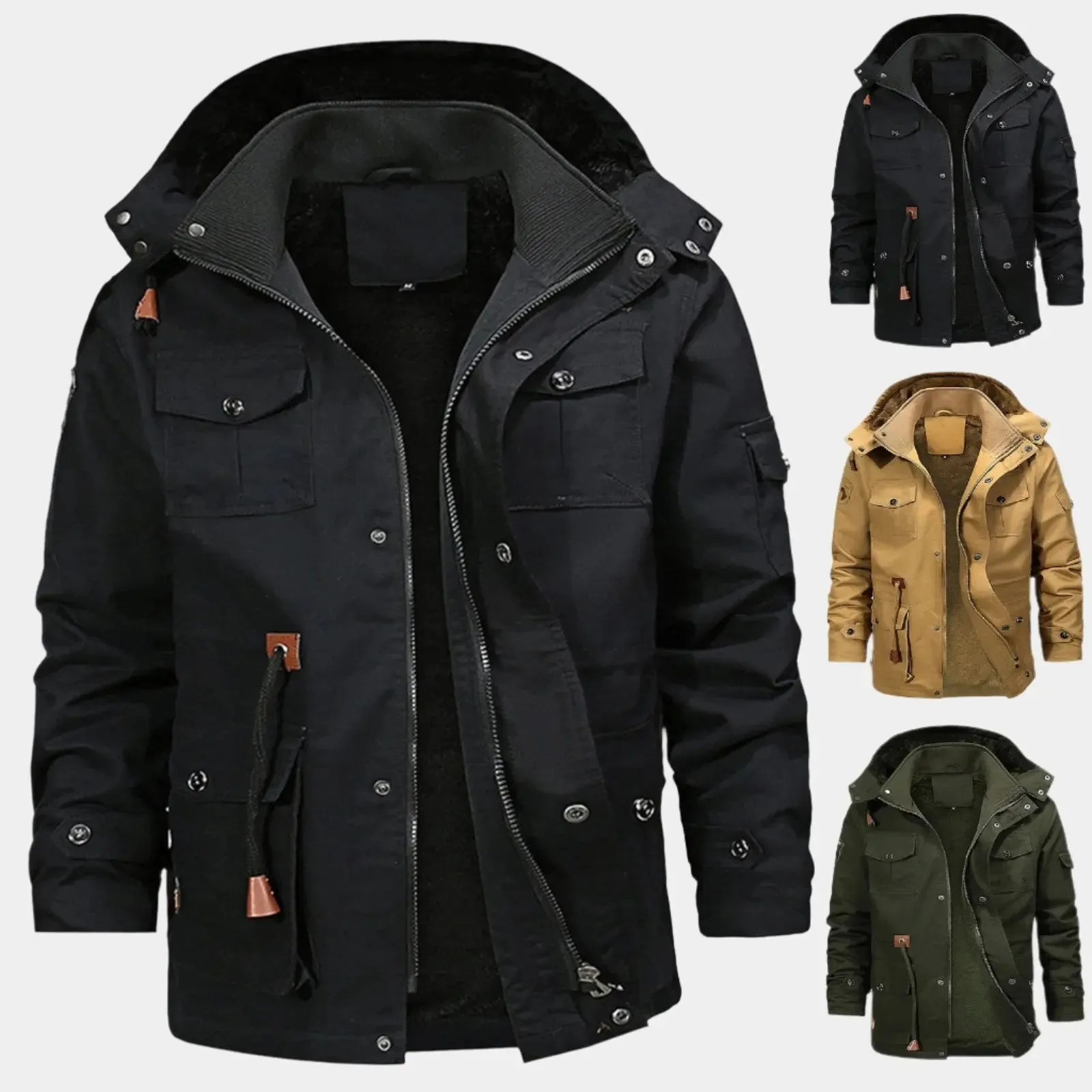 Fleece Hooded Bomber Jacket - Cross & Crown