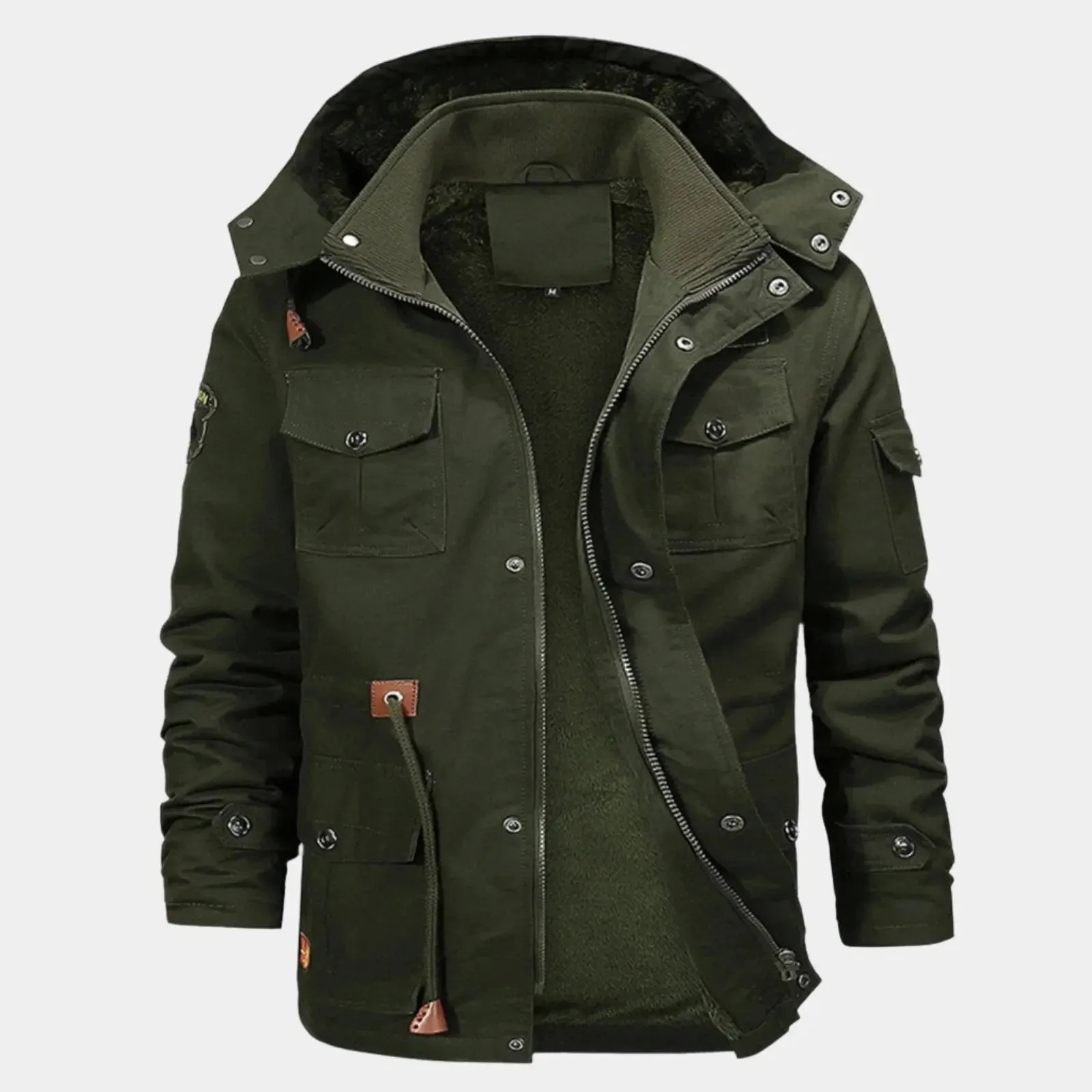 Fleece Hooded Bomber Jacket - Cross & Crown