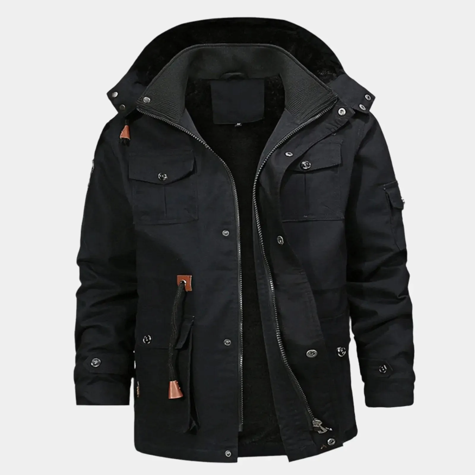 Fleece Hooded Bomber Jacket - Cross & Crown
