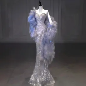 Flytonn- Silver Sequin Tube Mermaid Dress
