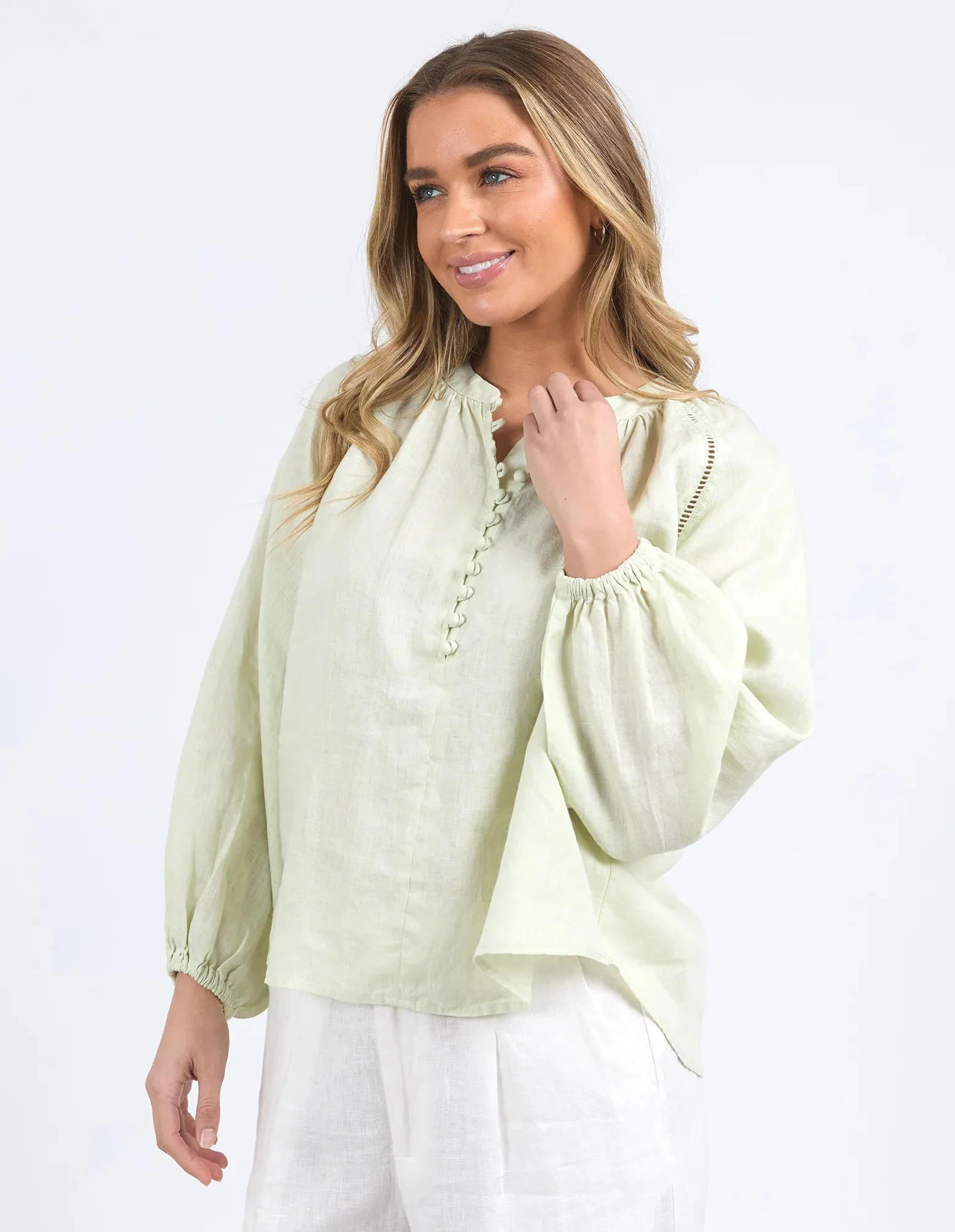 Foxwood Corsica Blouse - Fog Green