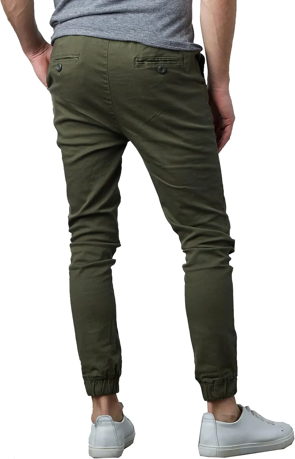 Galaxy by Harvic Men's Basic Stretch Twill Joggers Chinos Hiking Drawstring