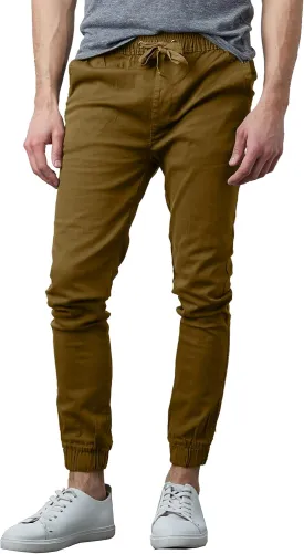 Galaxy by Harvic Men's Basic Stretch Twill Joggers Chinos Hiking Drawstring