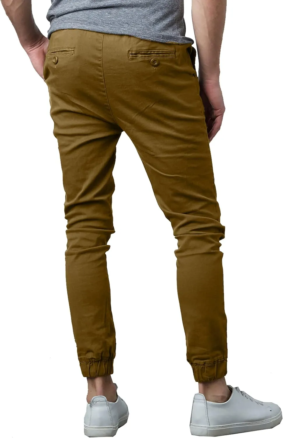 Galaxy by Harvic Men's Basic Stretch Twill Joggers Chinos Hiking Drawstring