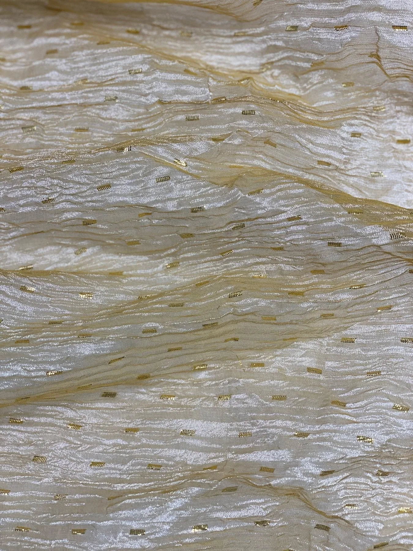 Gold Speckled Metallic Crushed Organza Fabric