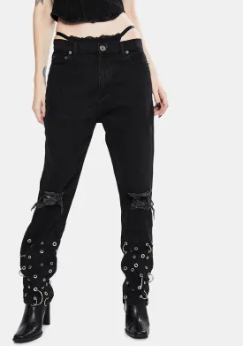 Grunge Rock Grommet Jeans
