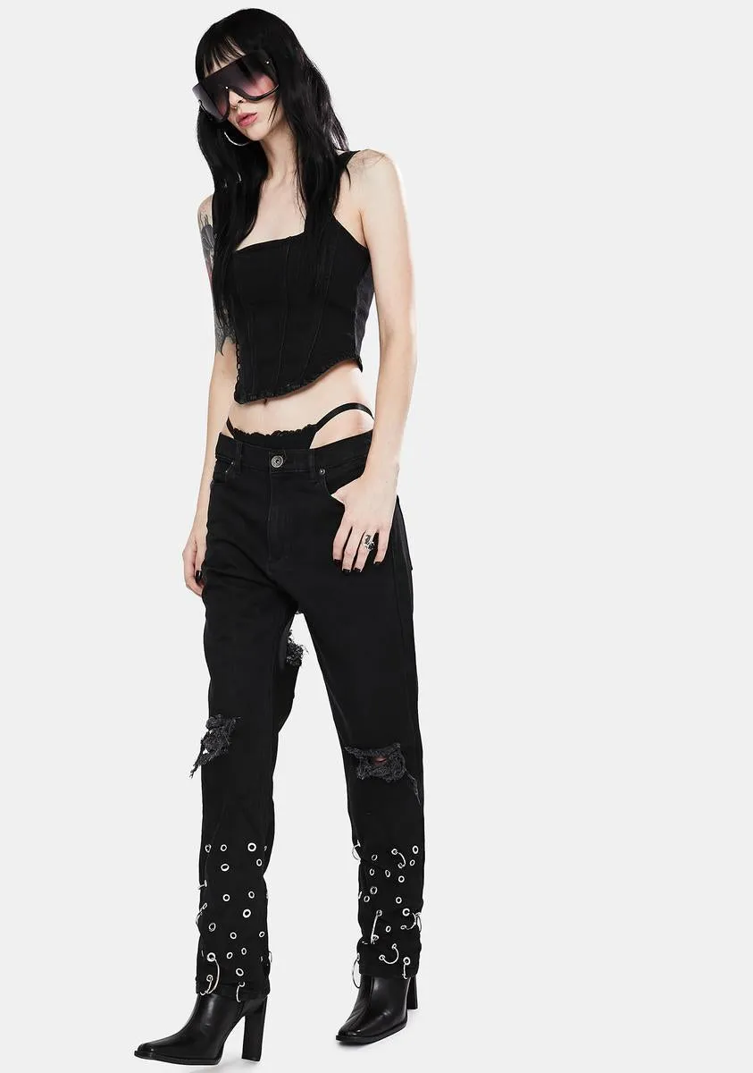 Grunge Rock Grommet Jeans