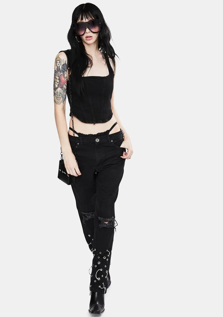 Grunge Rock Grommet Jeans