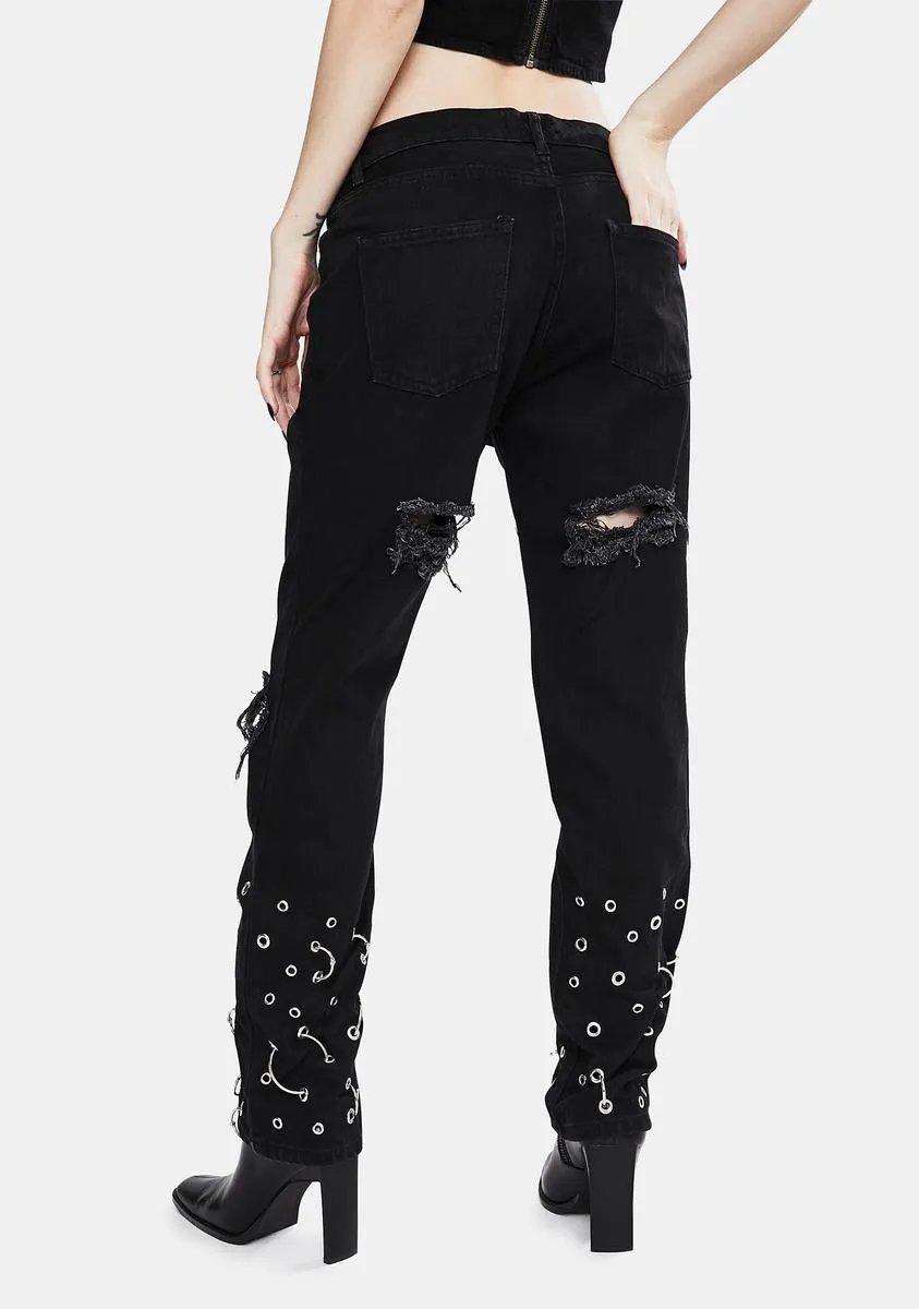 Grunge Rock Grommet Jeans
