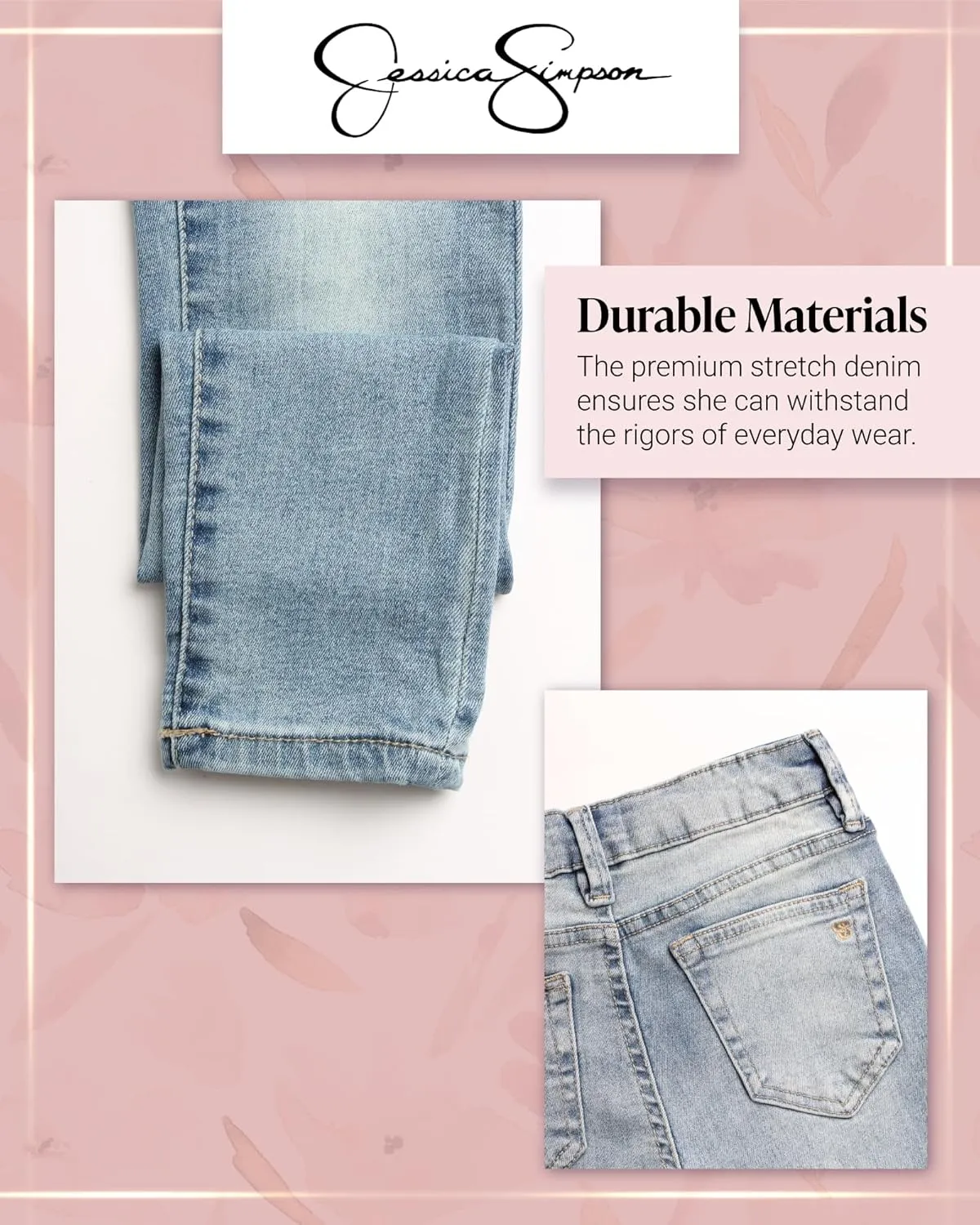 Jessica Simpson Girls Jeans - Comfort Stretch Skinny, Flare, Straight Cut Denim Jeans - Casual Pocket Jeans for Girls (4-16)