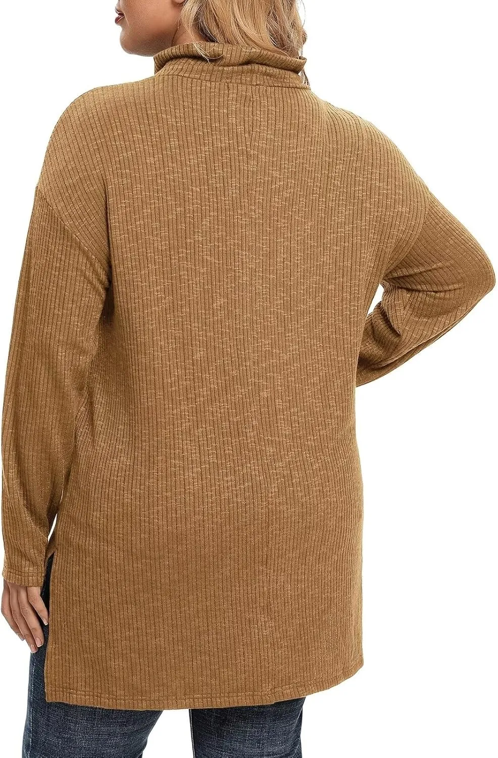 LARACE Plus Size Sweater for Women, Women's Pullover Turtleneck Long Sleeve Knit Sweater Shirts with Pockets for Fall Winter