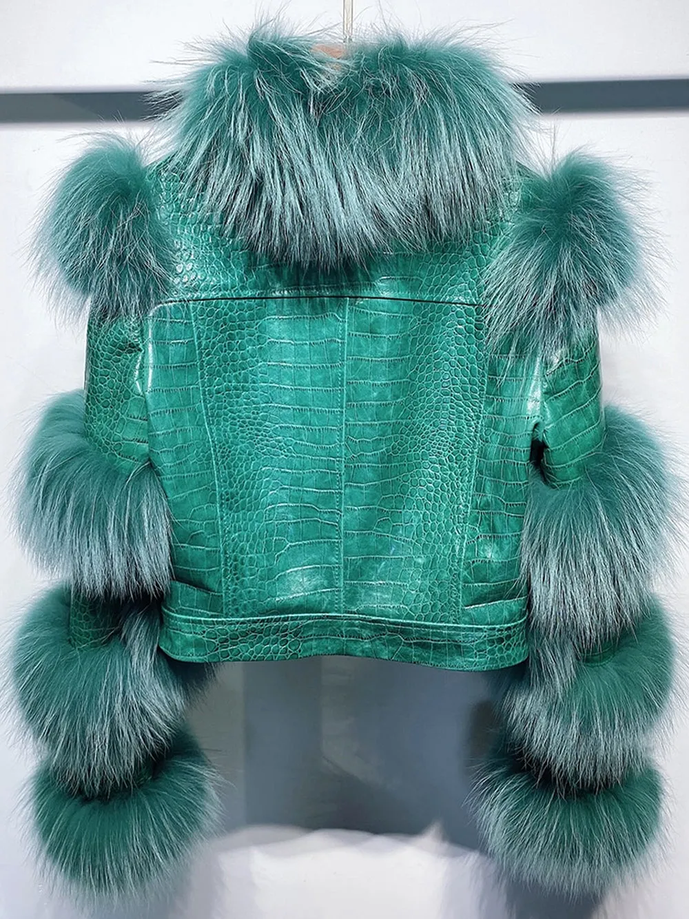 LITALY Fur Trim Leather Jacket