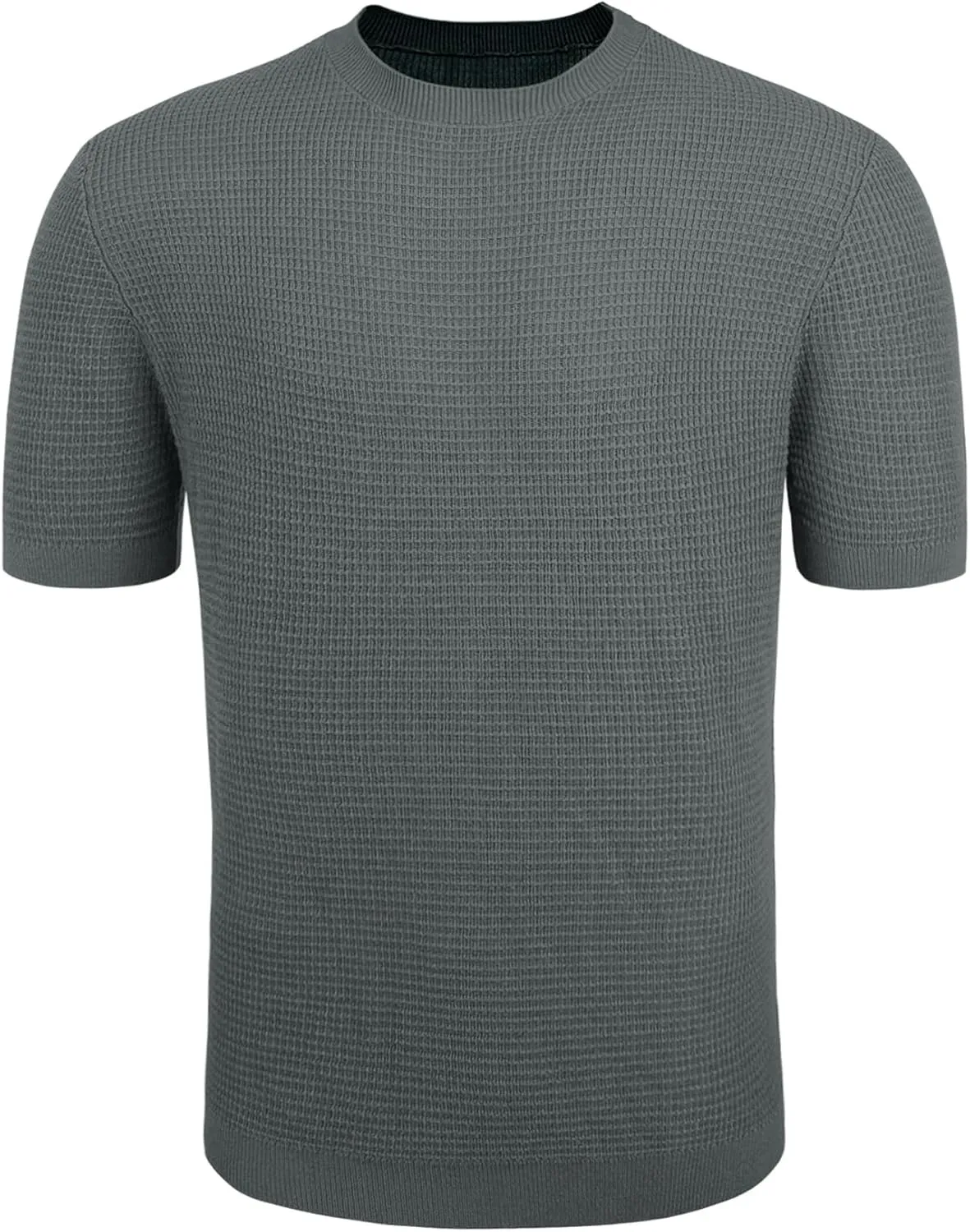 LOGEEYAR Men's Fashion Crewneck Knitted T-Shirts Short Sleeve Textured Pullover Tees Casual Waffle Knit T Shirts for Men