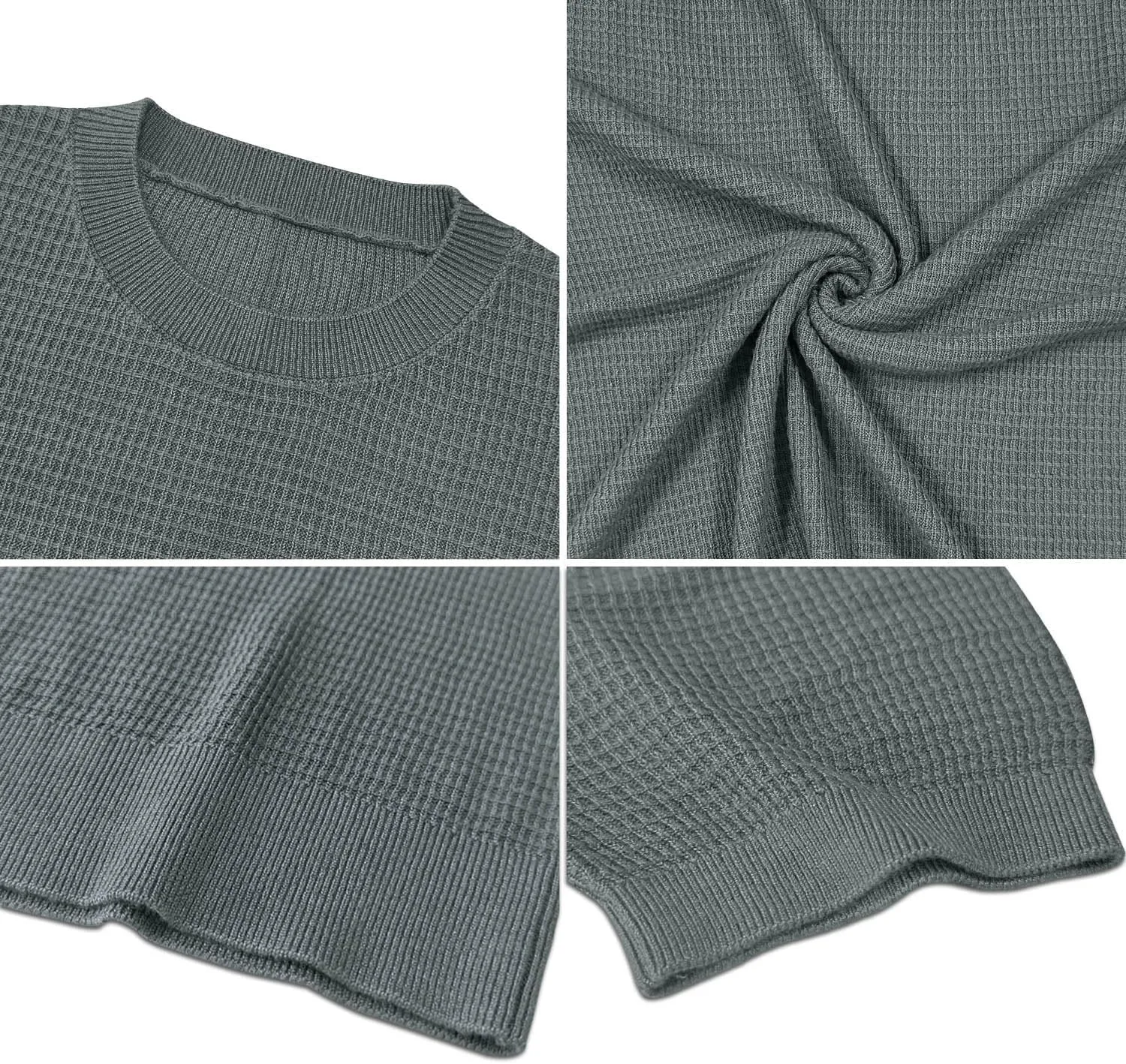 LOGEEYAR Men's Fashion Crewneck Knitted T-Shirts Short Sleeve Textured Pullover Tees Casual Waffle Knit T Shirts for Men