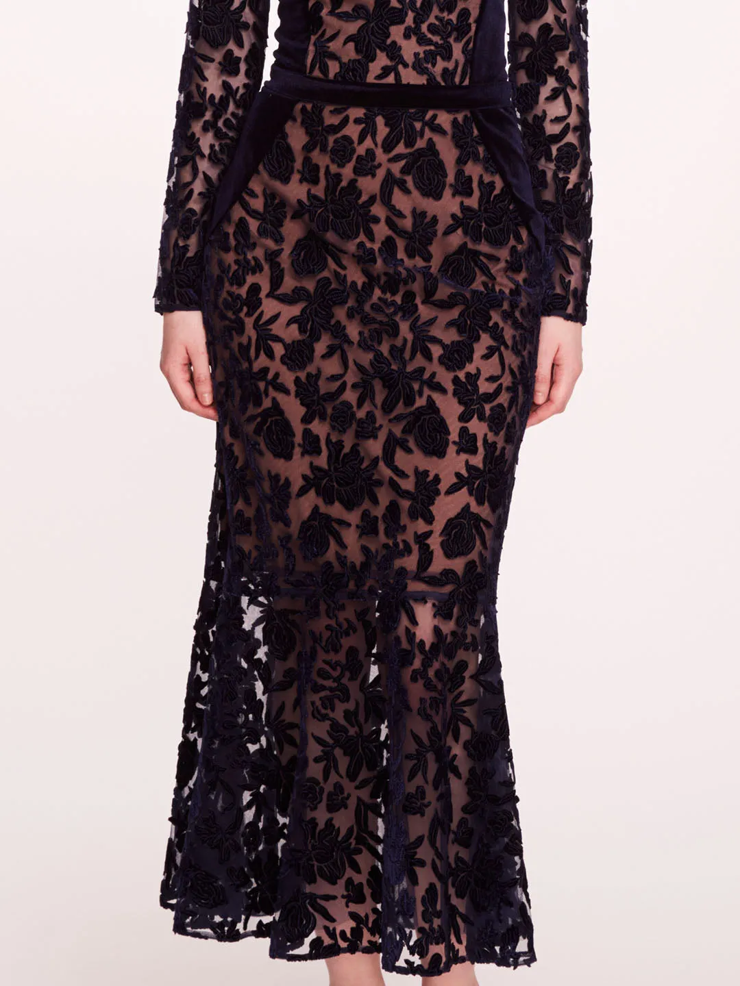 Long Sleeve Velvet Midi Dress