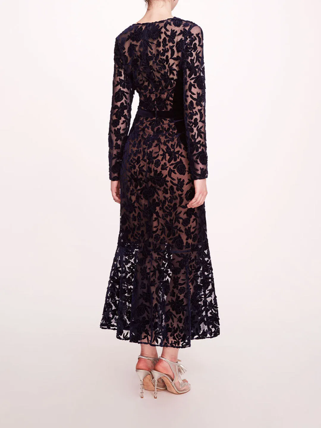 Long Sleeve Velvet Midi Dress