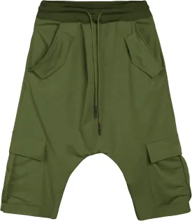 Maiyifu-GJ Men's Baggy Low Crotch 3/4 Joggers Hippie Harem Jogger Capri Pants Multi Pockets Drop Crotch Yoga Sweatpants