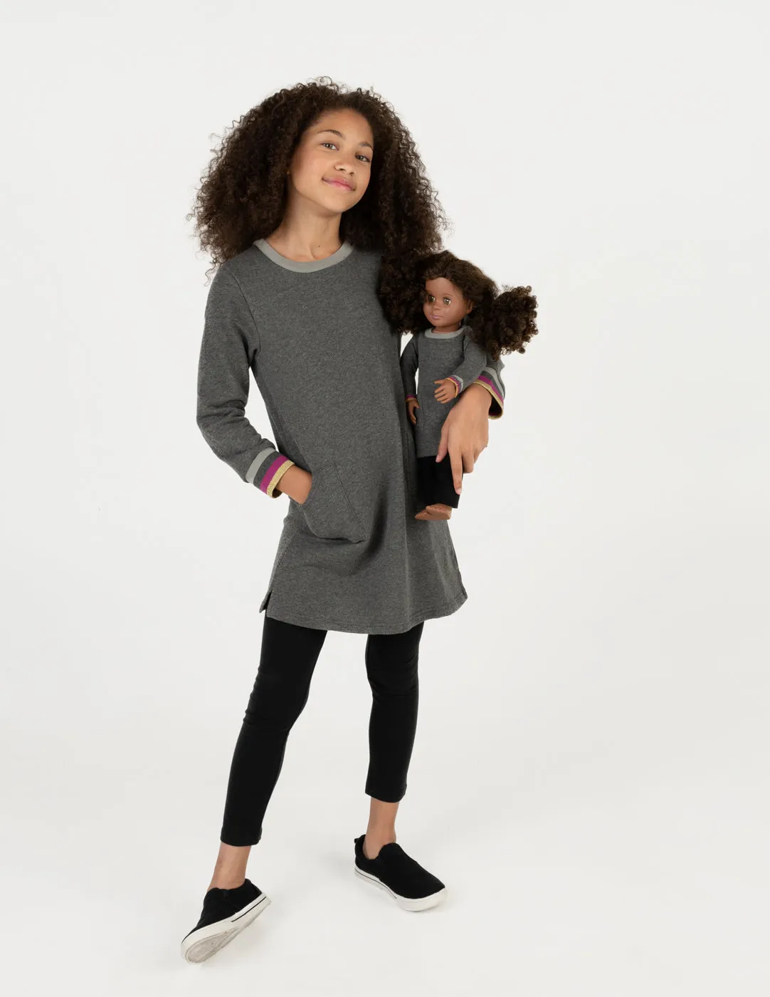 Matching Girl & Doll Sweatshirt Tunic Dress