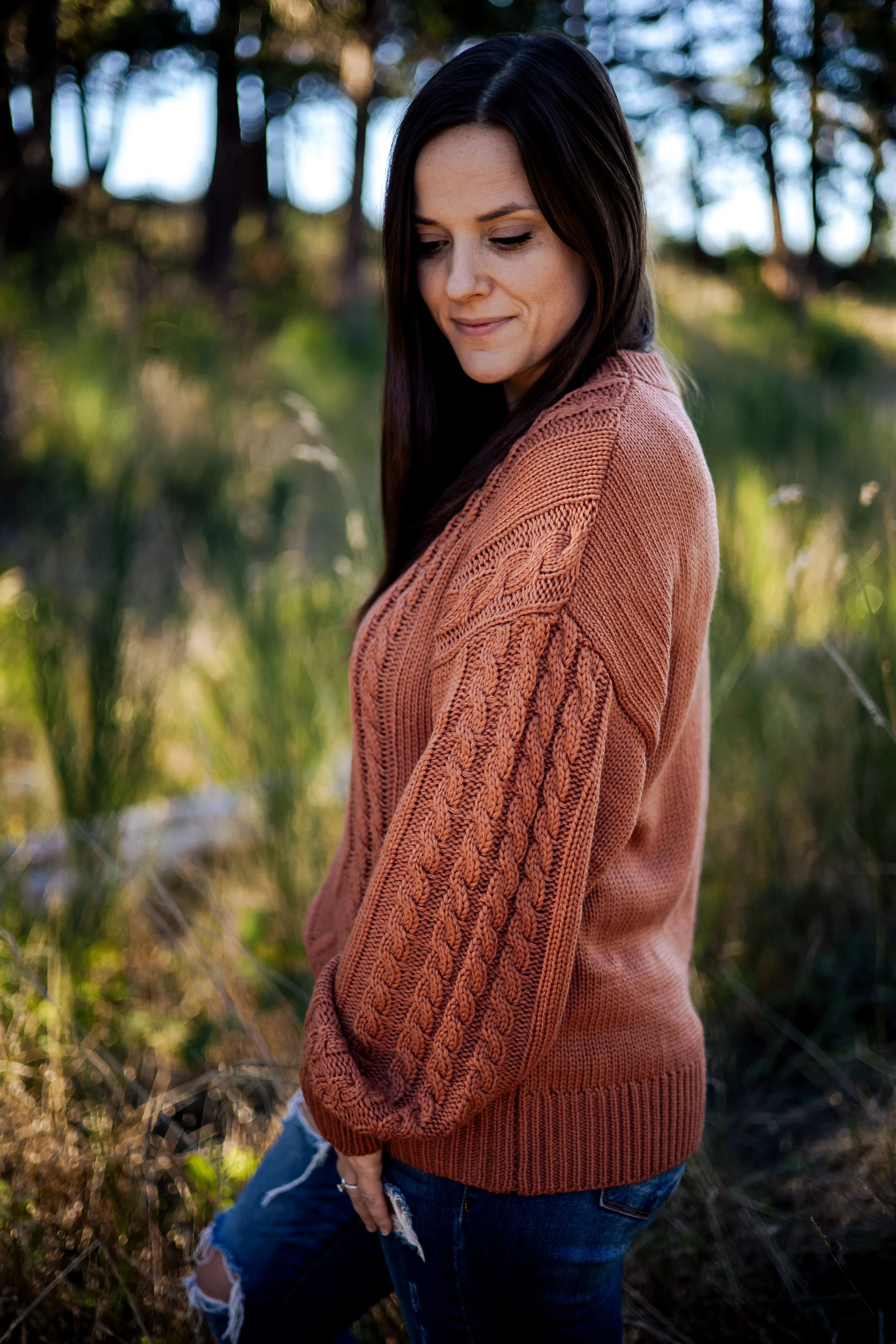 Megan Cable Knit Sweater (Camel)