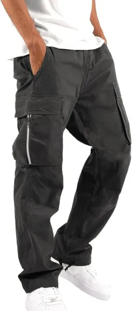 Mens Cargo Pants Relaxed Fit Hiking Sweatpants Casual Athletic Jogger Sports Outdoor Trousers with Pockets