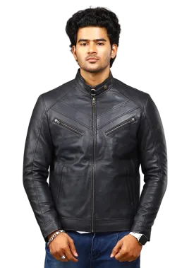 MENS LEATHER JACKET 41005 (BLACK)