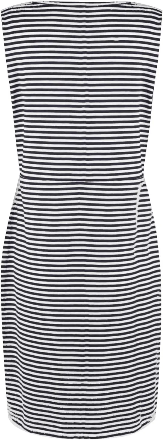 midelxp Womens Sundresses Casual Striped Sleeveless Tie Waist Shirt Dress with Pockets Casual Loose Crewneck Vacation Dresses