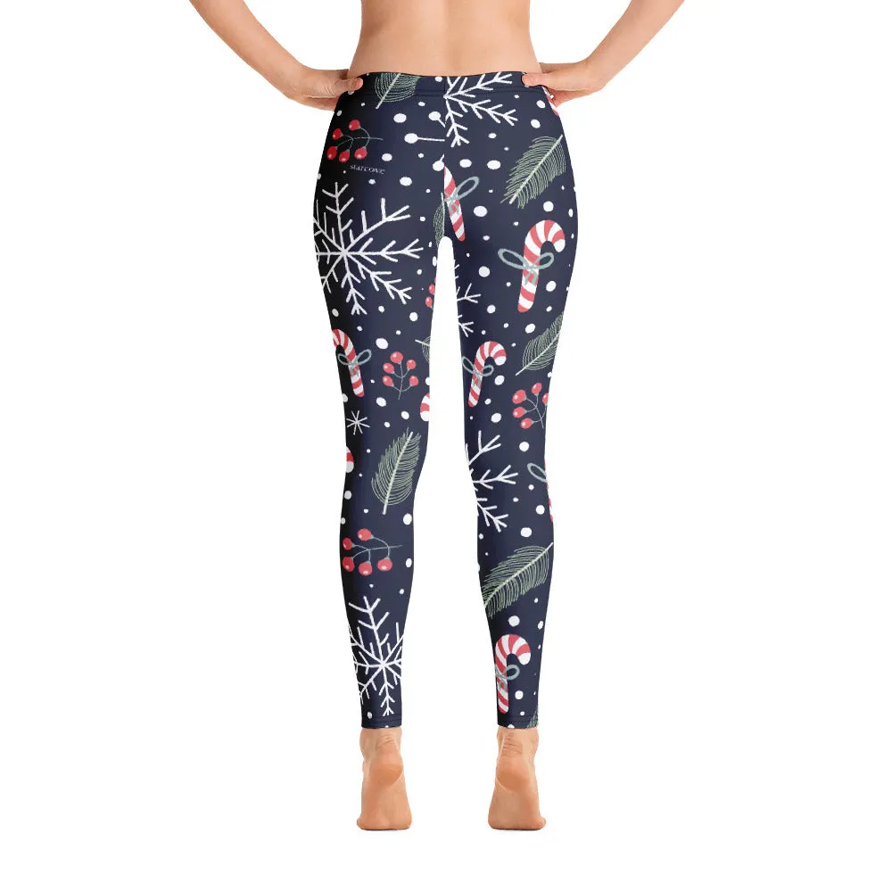 Mommy and Me Christmas Leggings for Women, Matching Girls Outfit Holiday Candy Cane Snowflakes Winter Yoga Pants Daughter Plus Size Tights