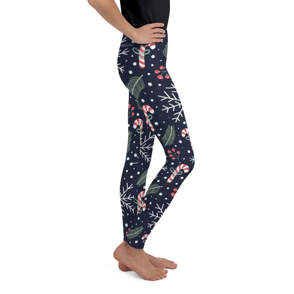 Mommy and Me Christmas Leggings for Women, Matching Girls Outfit Holiday Candy Cane Snowflakes Winter Yoga Pants Daughter Plus Size Tights