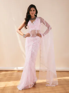 Mulmul Net Kolli Pink Saree