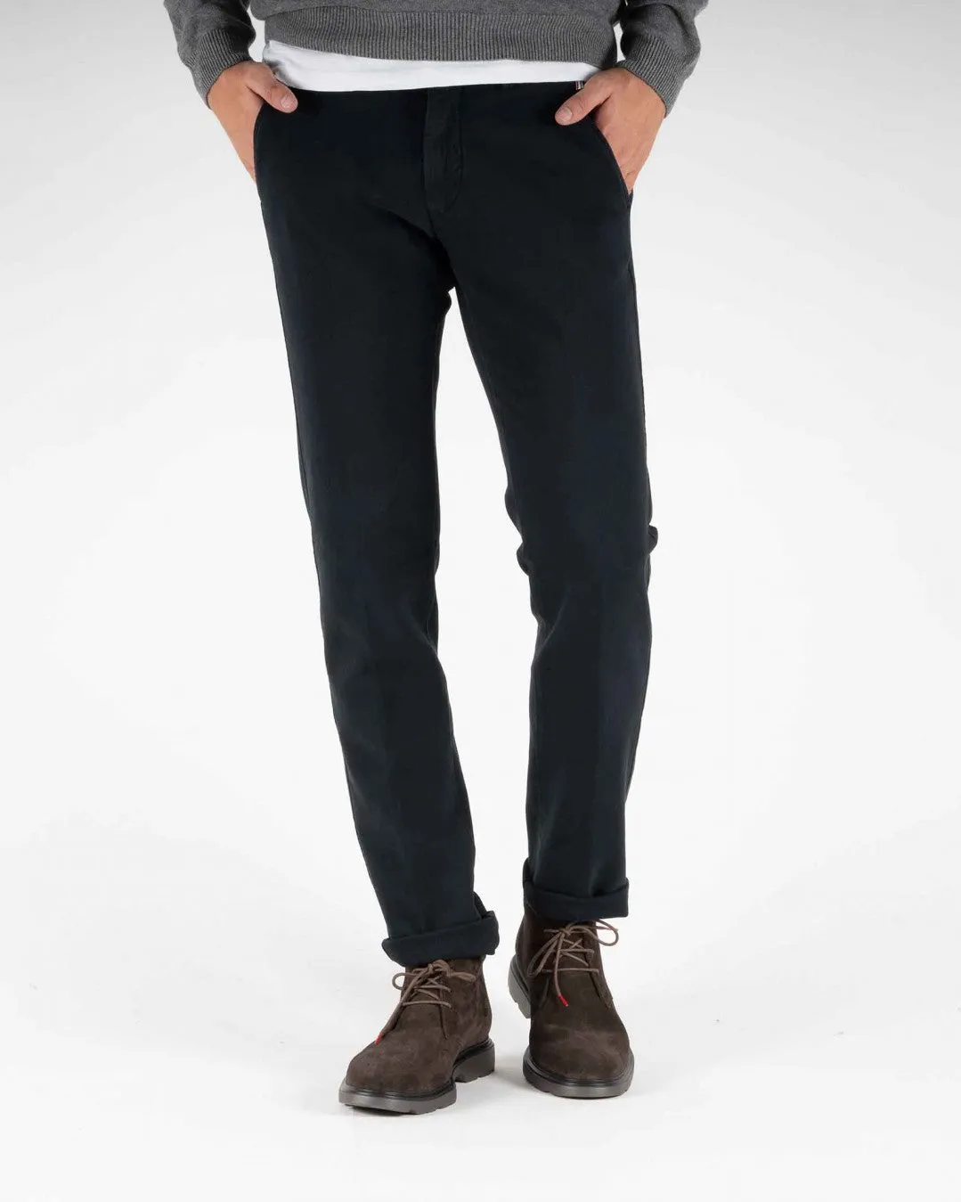 Navy Blue Twill Stretch Slim Fit Chino - Mason's