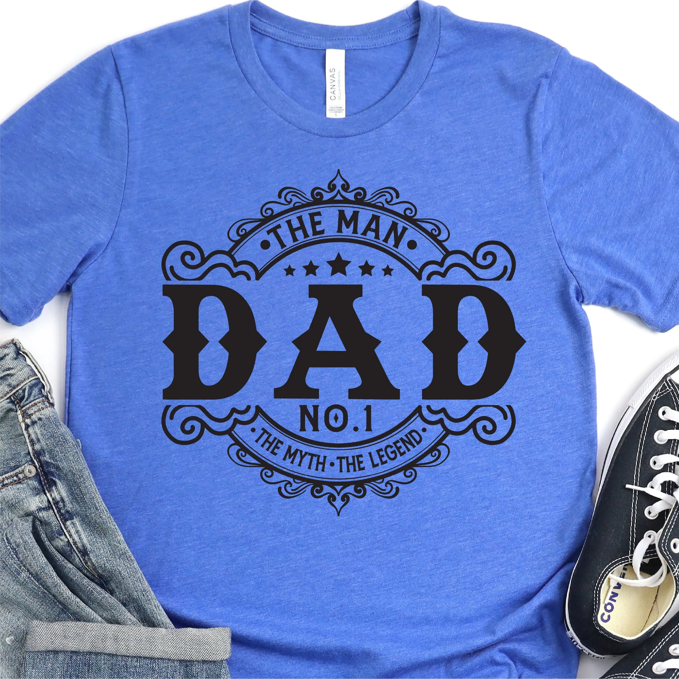 No. 1 Dad - The Man The Myth The Legend - Father's Day Graphic T-Shirt -  T-shirt T-Shirt For Dad
