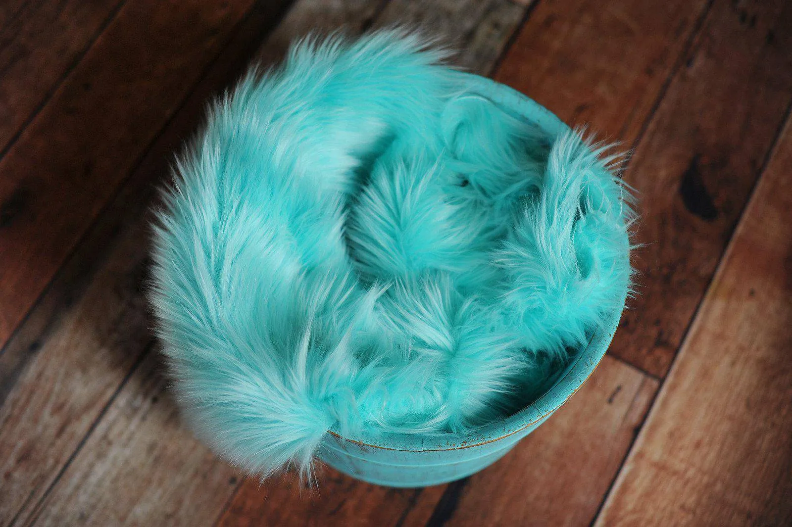 Ocean Blue Mongolian Faux Fur Photography Prop Rug Newborn Baby Toddler