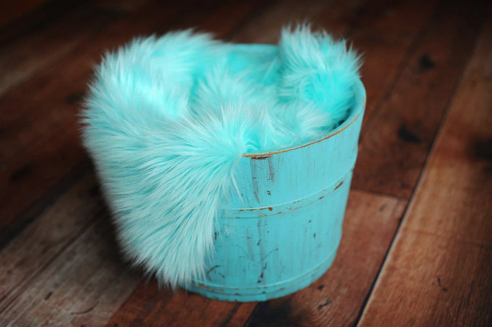 Ocean Blue Mongolian Faux Fur Photography Prop Rug Newborn Baby Toddler