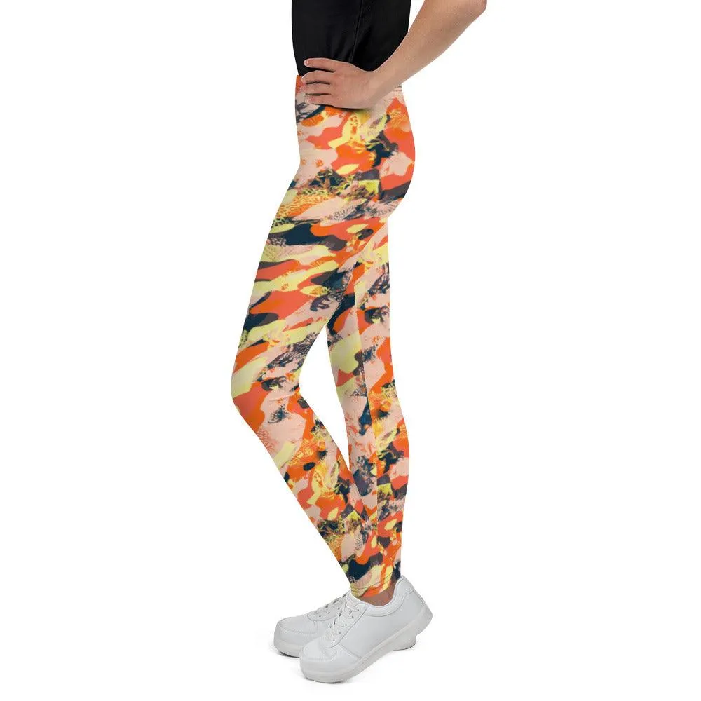 Orange Camouflage Youth Leggings