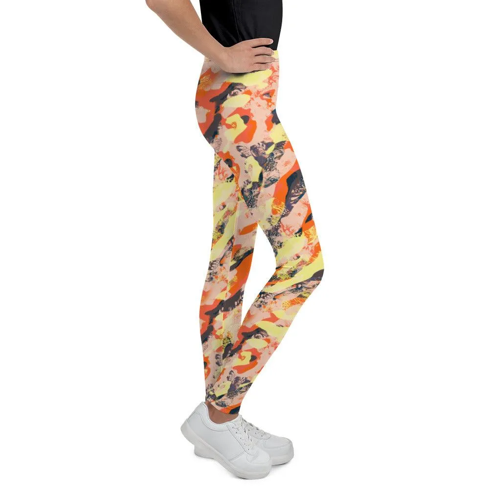 Orange Camouflage Youth Leggings