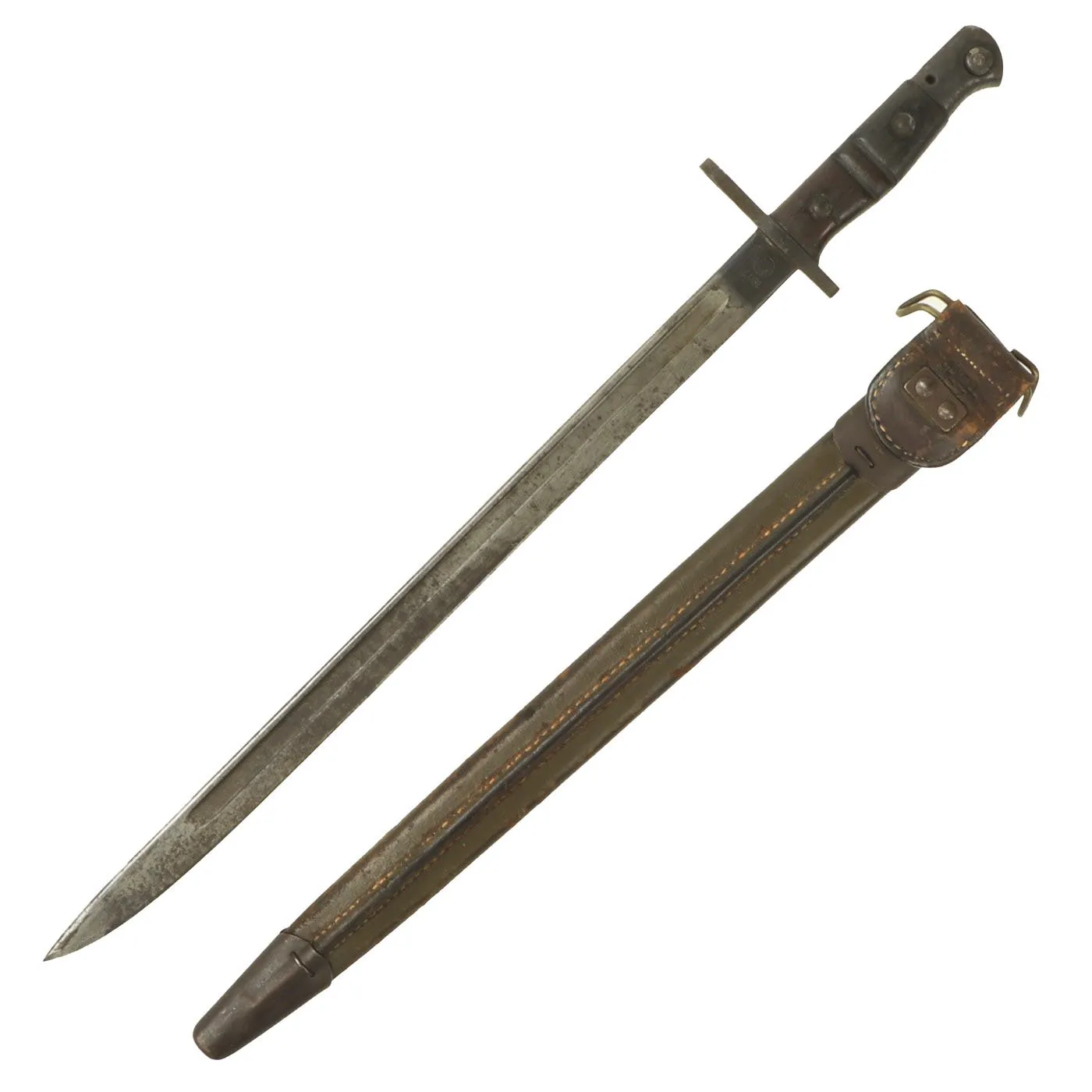 Original U.S. WWI M1917 Enfield Rifle Bayonet by Remington with 1st Pattern Maxim Scabbard by Jewell