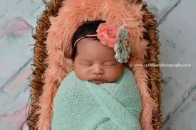 Peach Papaya Mongolian Faux Fur Photography Prop Rug Newborn Baby