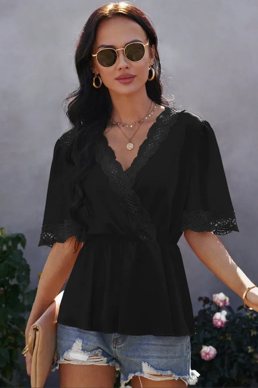 Peplum Butterfly Sleeve Top