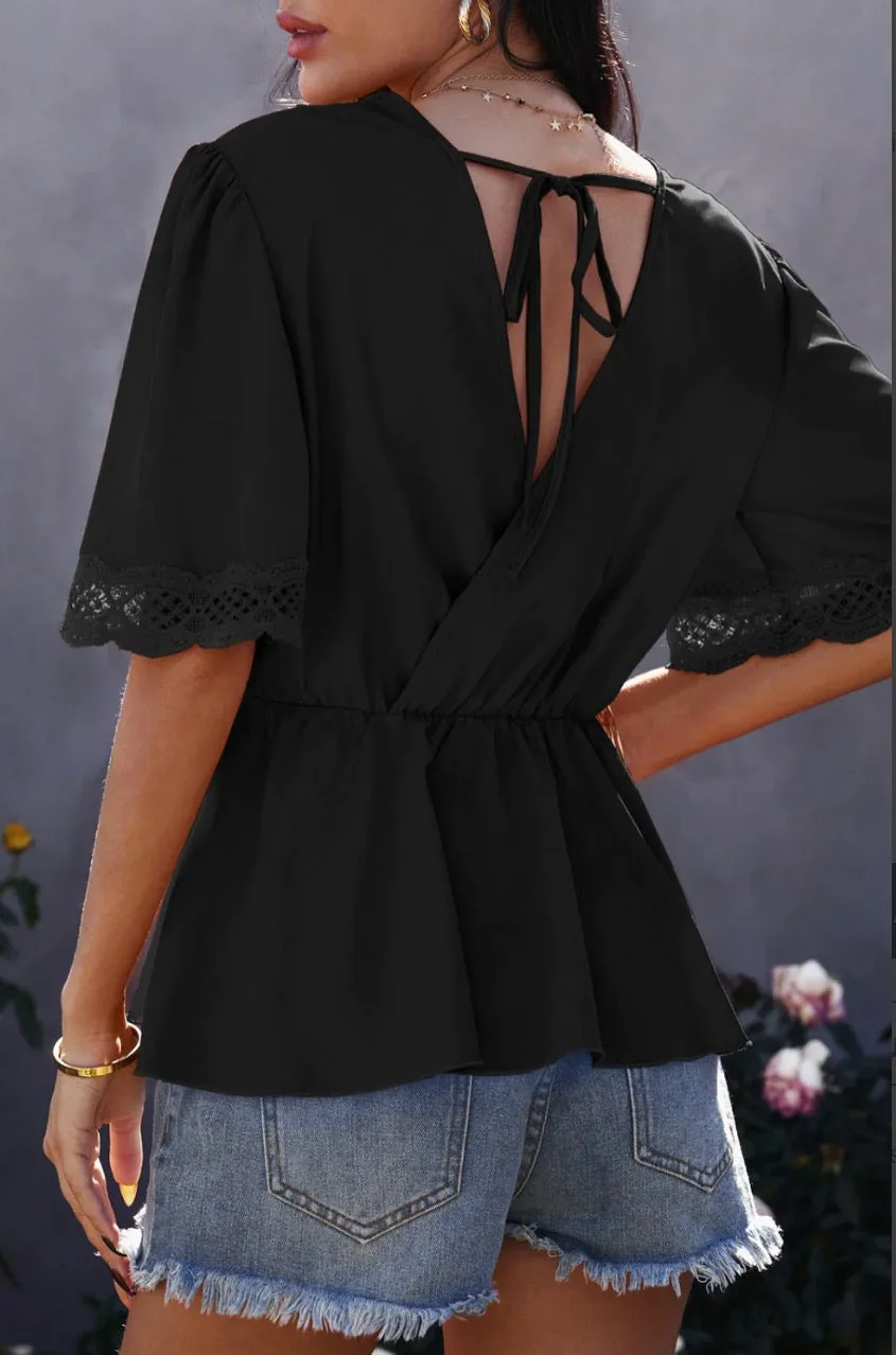 Peplum Butterfly Sleeve Top