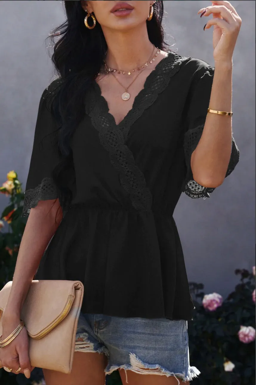 Peplum Butterfly Sleeve Top