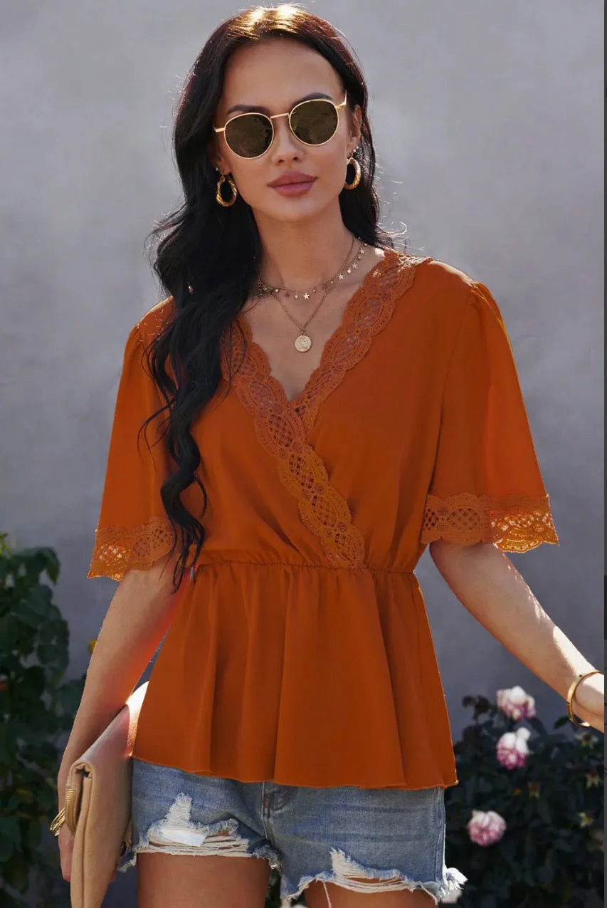 Peplum Butterfly Sleeve Top