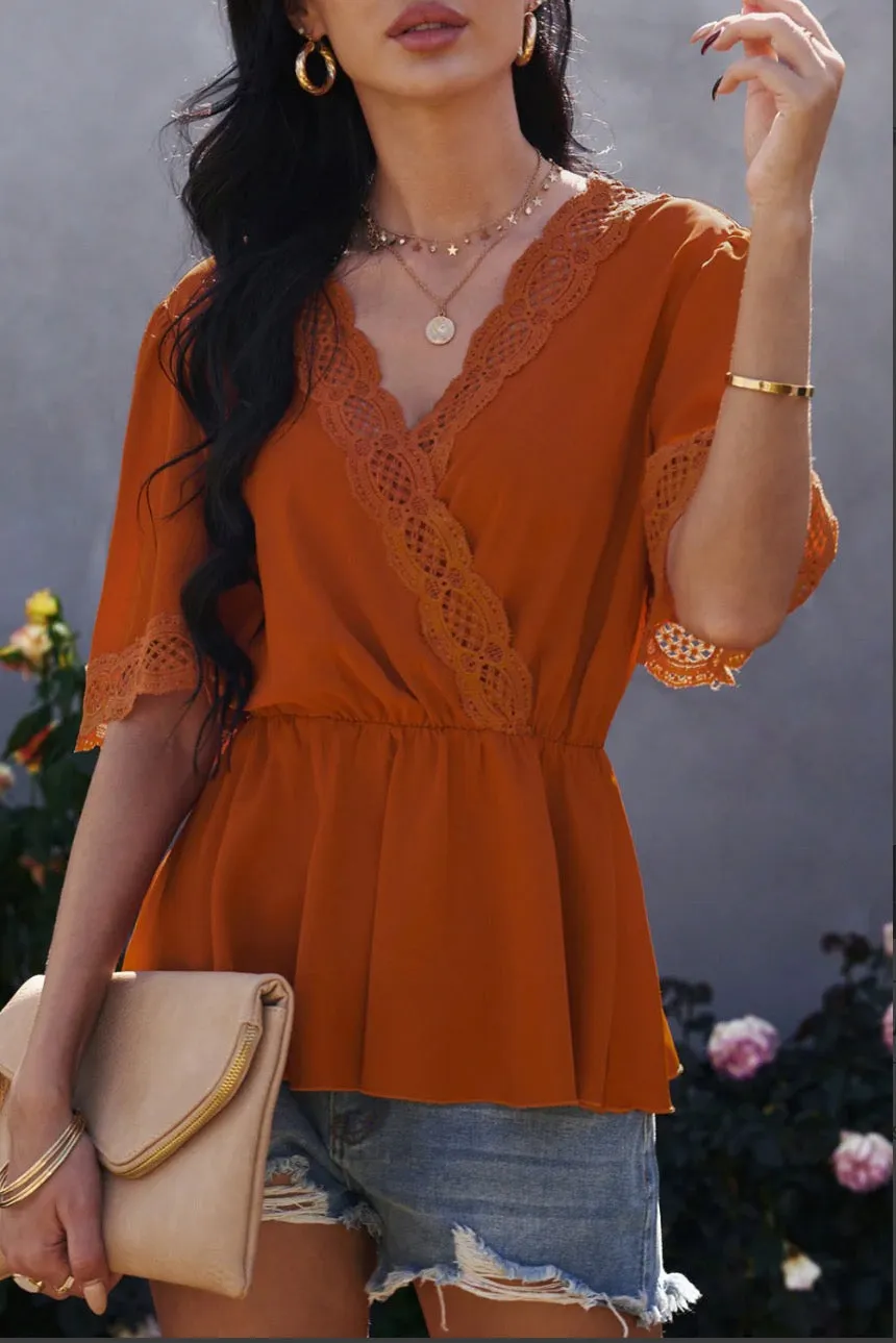 Peplum Butterfly Sleeve Top