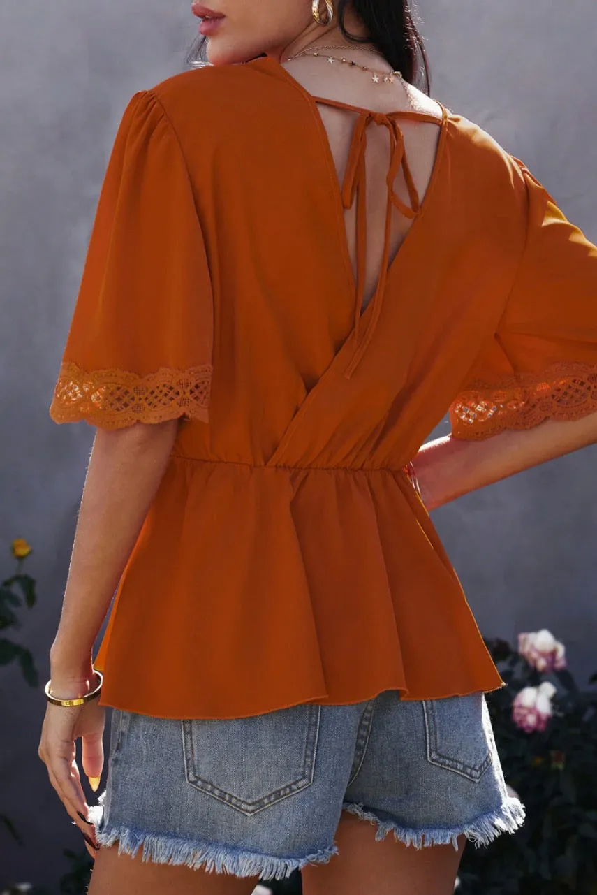 Peplum Butterfly Sleeve Top