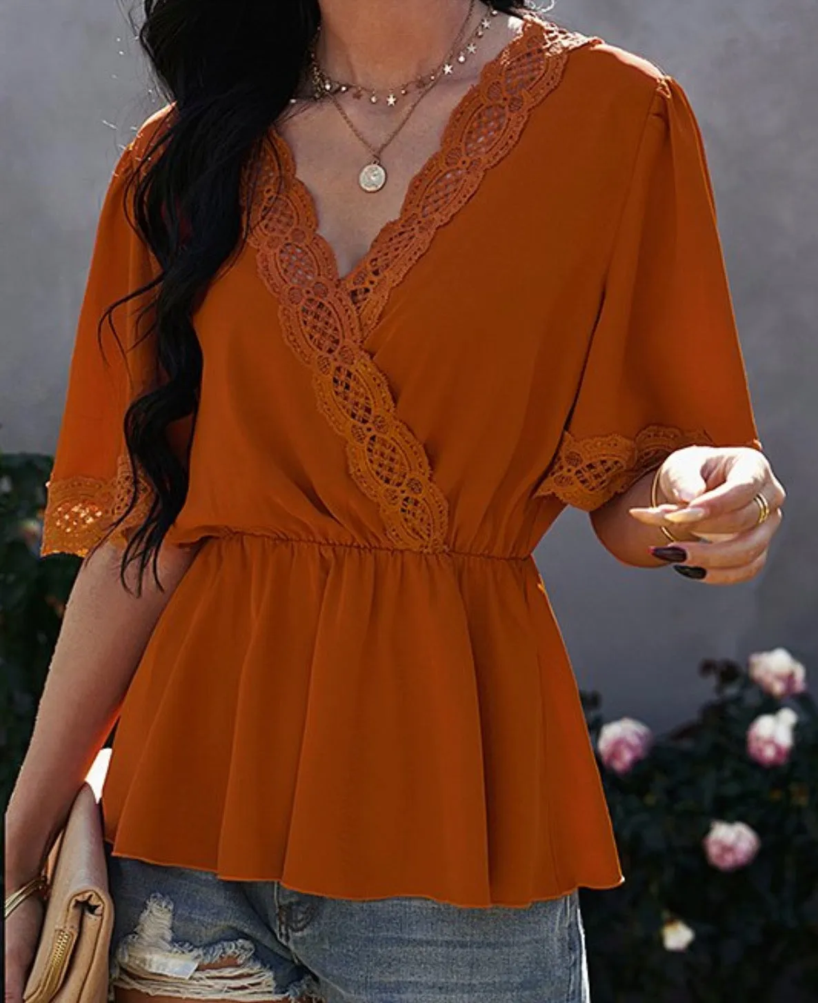 Peplum Butterfly Sleeve Top