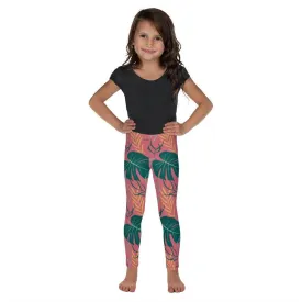 Pink Tropical Leaves Kid's Leggings