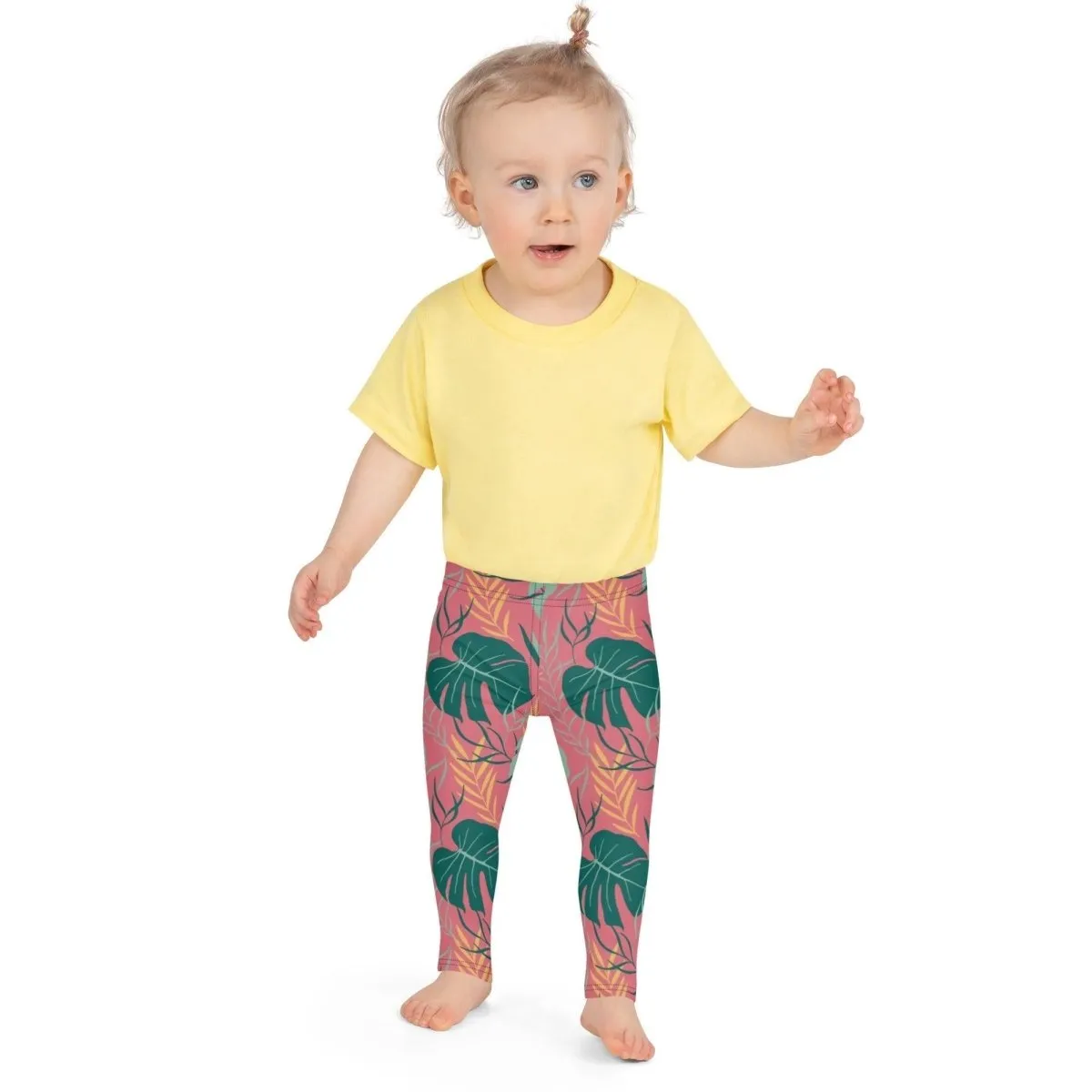 Pink Tropical Leaves Kid's Leggings