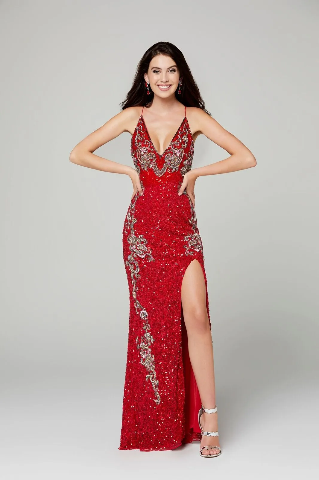 Primavera Couture 3211 Neon Pink Size 10 Sequin Prom Dress Pageant Gown Evening Formal Wear Side Slit