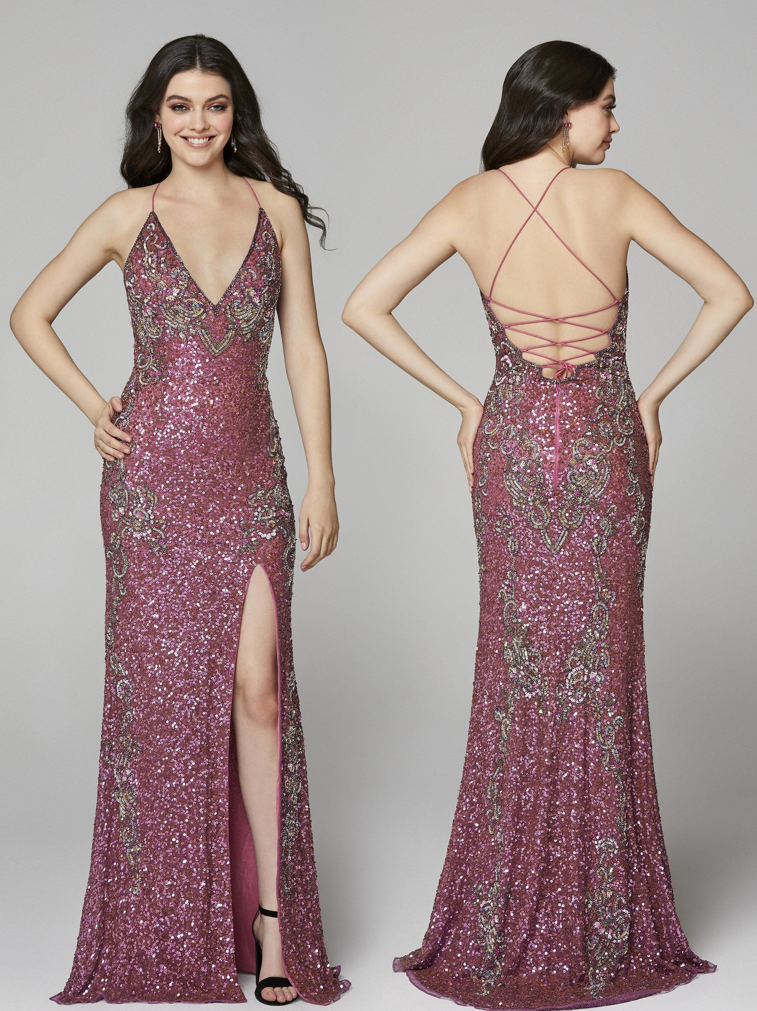 Primavera Couture 3211 Neon Pink Size 10 Sequin Prom Dress Pageant Gown Evening Formal Wear Side Slit