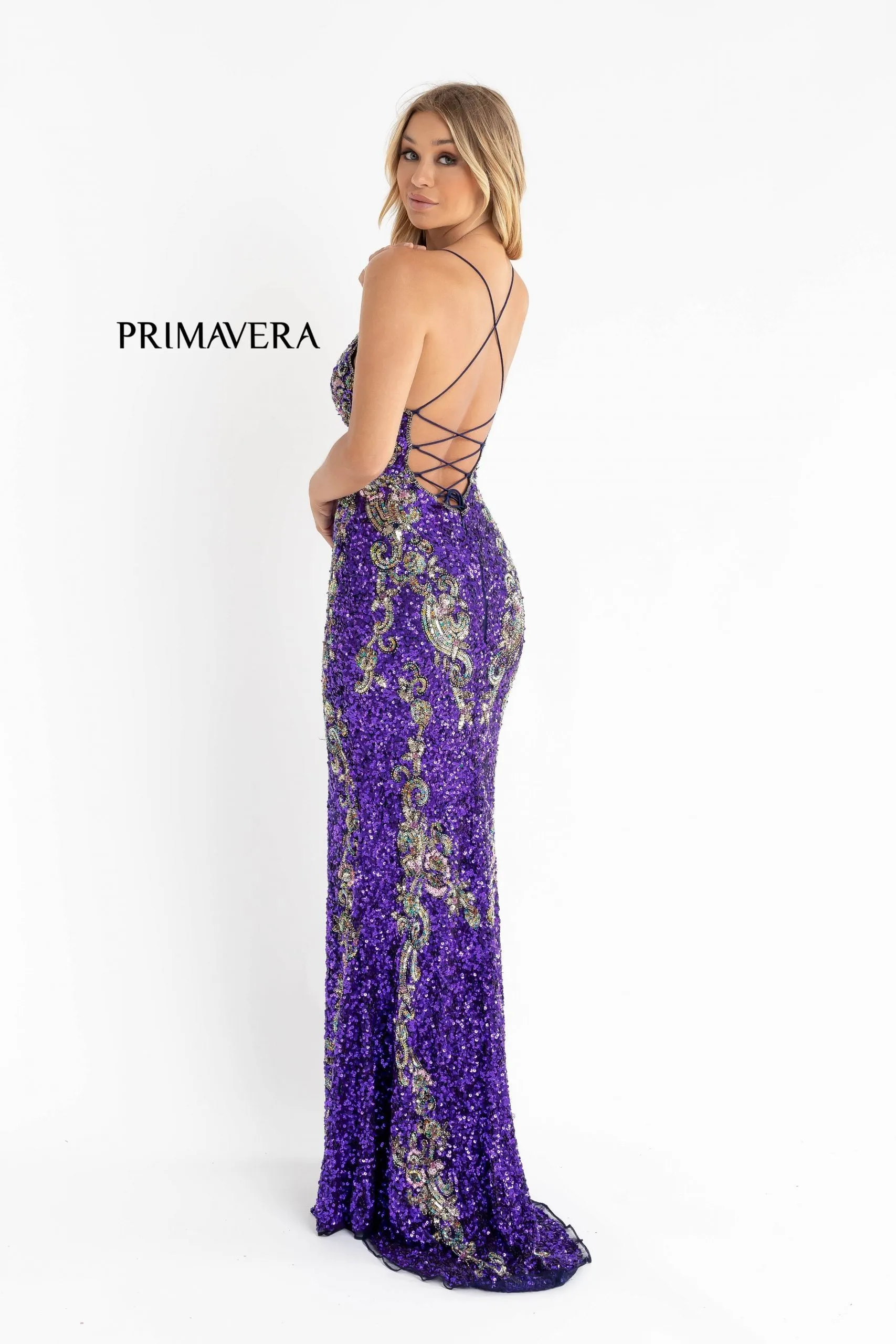 Primavera Couture 3211 Neon Pink Size 10 Sequin Prom Dress Pageant Gown Evening Formal Wear Side Slit
